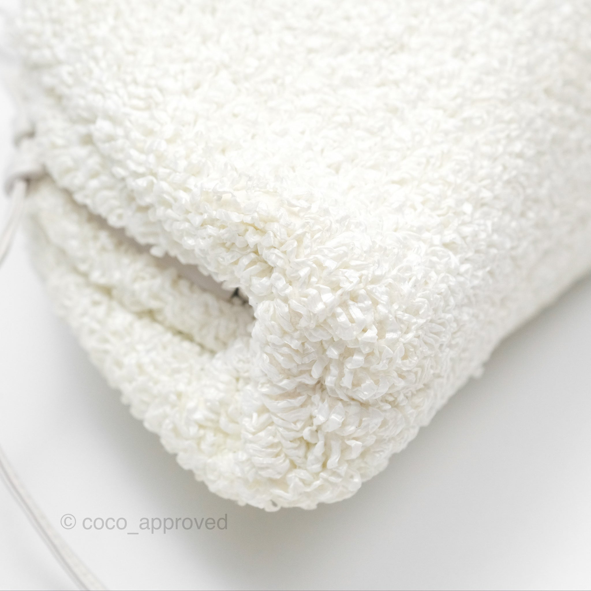 Bottega Veneta Mini Pouch Boucle Raffia Bag in White - Perfect for Summer Outings & Beach Vacations