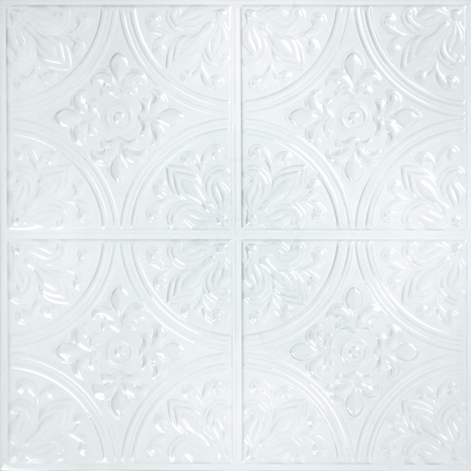 RoomMates TIL5014FLT Bright White Tin Tile Peel and Stick Backsplash - Easy DIY Kitchen & Bathroom Wall Decor for Home Renovation
