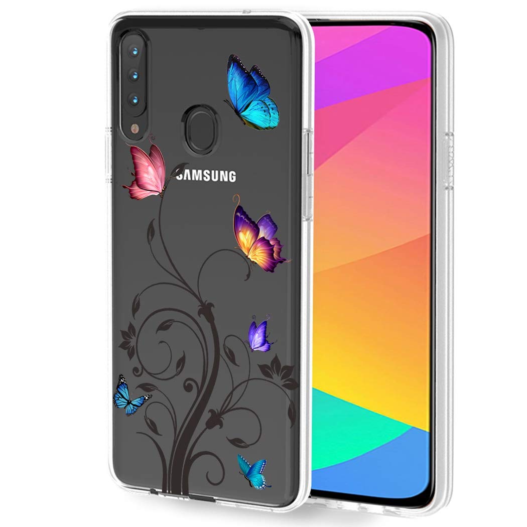 Samsung Galaxy A20S Phone Case - Clear TPU Shockproof Protective Cover for Women | Butterfly Design | Slim Soft Transparent Case | Perfect for Everyday Use & Gift Giving