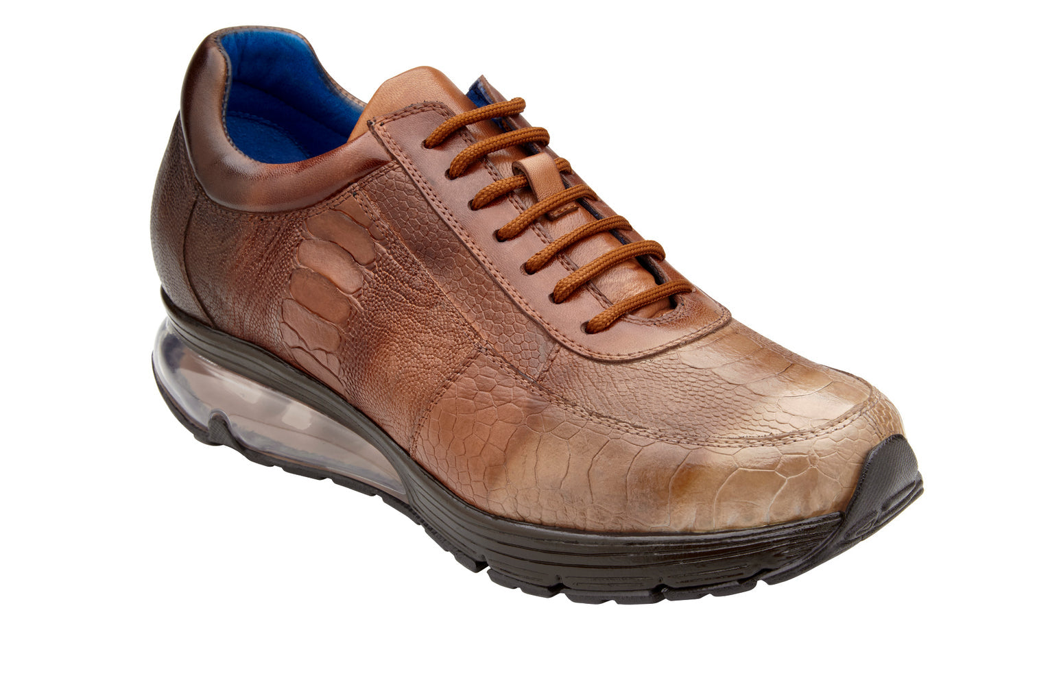 Belvedere George Genuine Ostrich Leather Hand-Painted Multi Rust Sneakers - Stylish Casual Shoes for Men - Perfect for Everyday Wear, Street Fashion & Urban Outfits