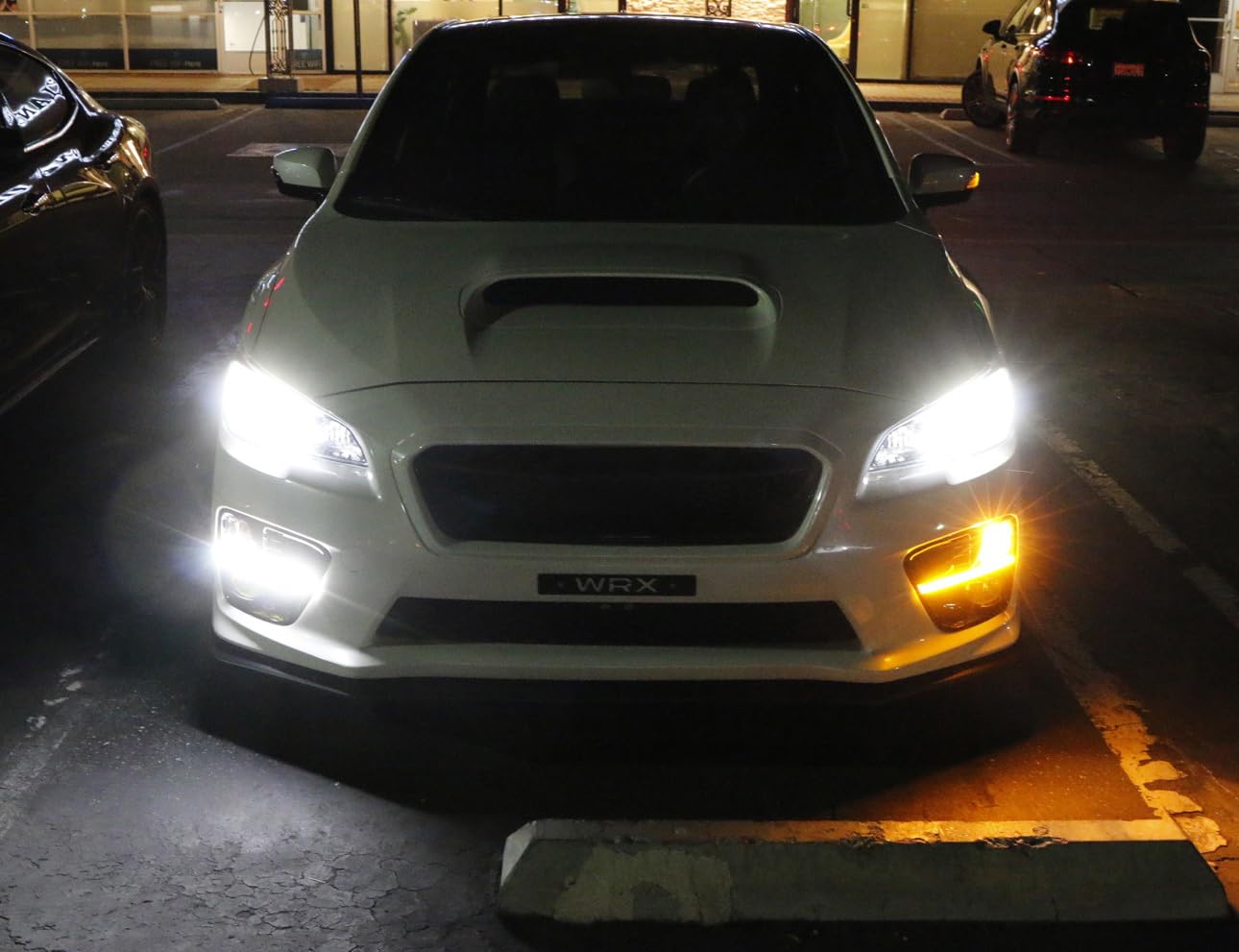 iJDMTOY Switchback LED Daytime Running Lights for 2015-2017 Subaru WRX/STi - JDM Style Piano Black Fog Lamp Bezels, Xenon White DRL & Amber Turn Signals | Enhanced Visibility & Style for Night Driving & Custom Car Mods