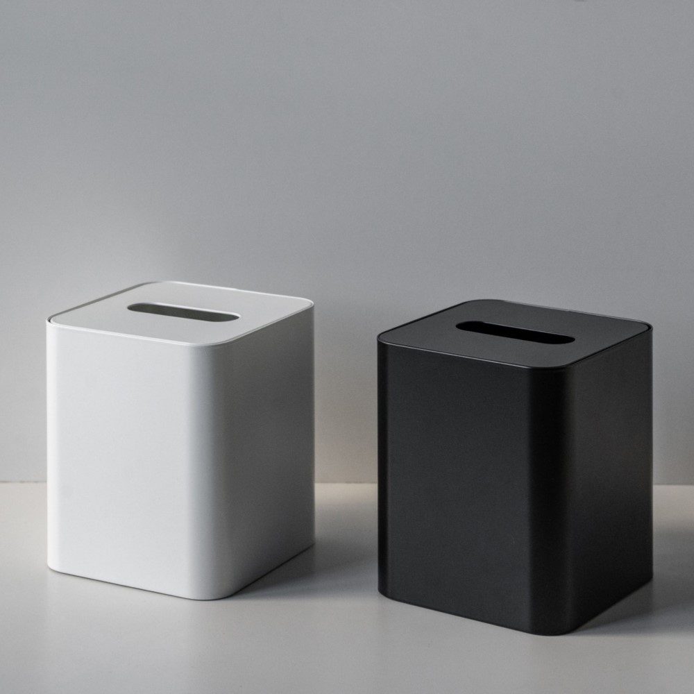 Square Tissue Box with Metal Lid - Modern Black Home Decor for Living Room, Bedroom, or Office | Stylish & Functional Tissue Holder