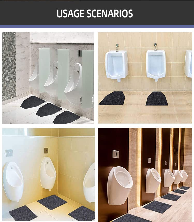 10 Pack Commercial Urinal Mats - Odor Eliminating Disposable Toilet Pads for Men's Restroom, Anti-Splash Urine Floor Mats (Black) - Ideal for Public Bathrooms, Bars, and High-Traffic Restrooms