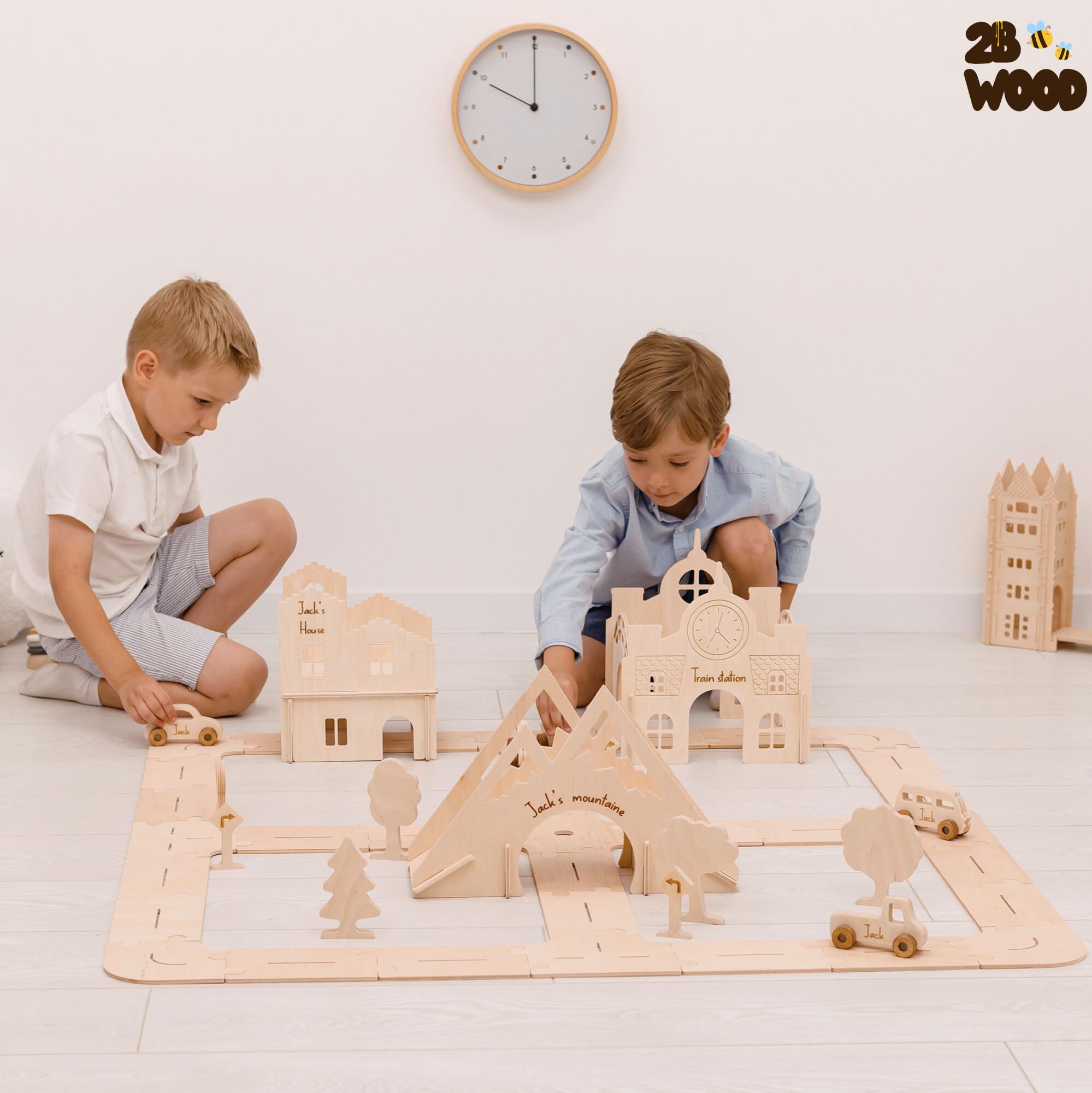 Personalized Wooden Car Track Toy for Toddlers & Kids - Extra Large Educational Race Track Set for Boys - Wooden Toys for Learning & Play - Perfect for Indoor Playrooms & Birthday Gifts - Great Christmas Present for Boys 3-6 Years Old