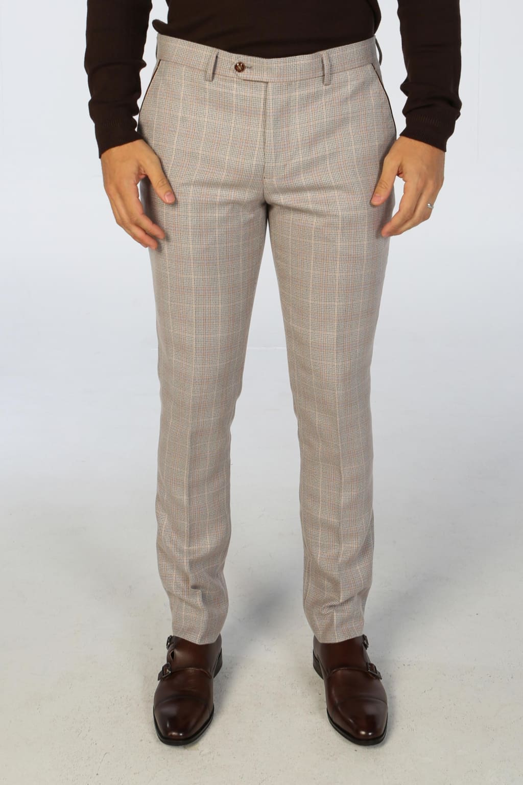 Leo Beige Men's Two Piece Suit - Slim Fit Business Formal Suit for Weddings, Office & Special Occasions
