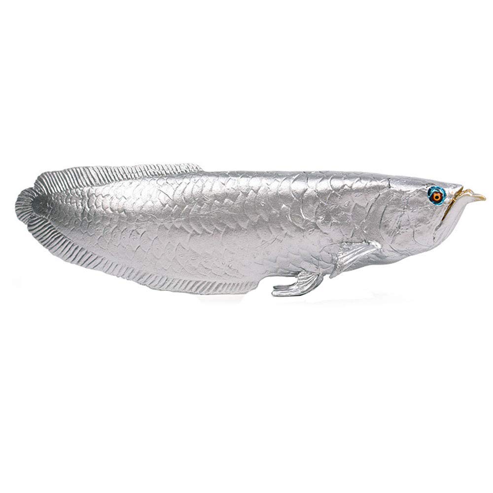 Flormoon Realistic Silver Arowana Fish Figurine - Educational Sea Animal Toy for Kids, Science Project, Christmas & Birthday Cake Topper - Perfect for Home Decor, Aquarium Display, and Toddler Learning Activities