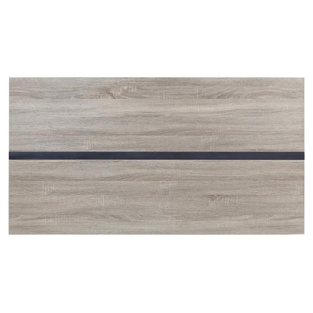 Acme Patwin Wooden Dining Table with Storage Base in Gray Oak and Black - Modern Kitchen & Dining Room Furniture for Small Spaces