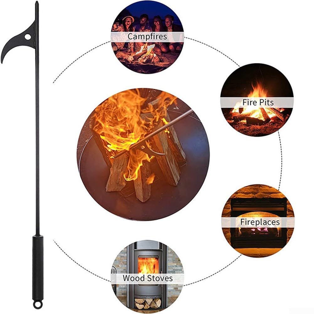 ZAMETTER Fireplace Tongs - Heavy Duty Steel Fireplace Poker & Log Grabber for Wood Stove, Coal, Open Fire - Essential Fireplace Accessories for Home Heating & Camping Use