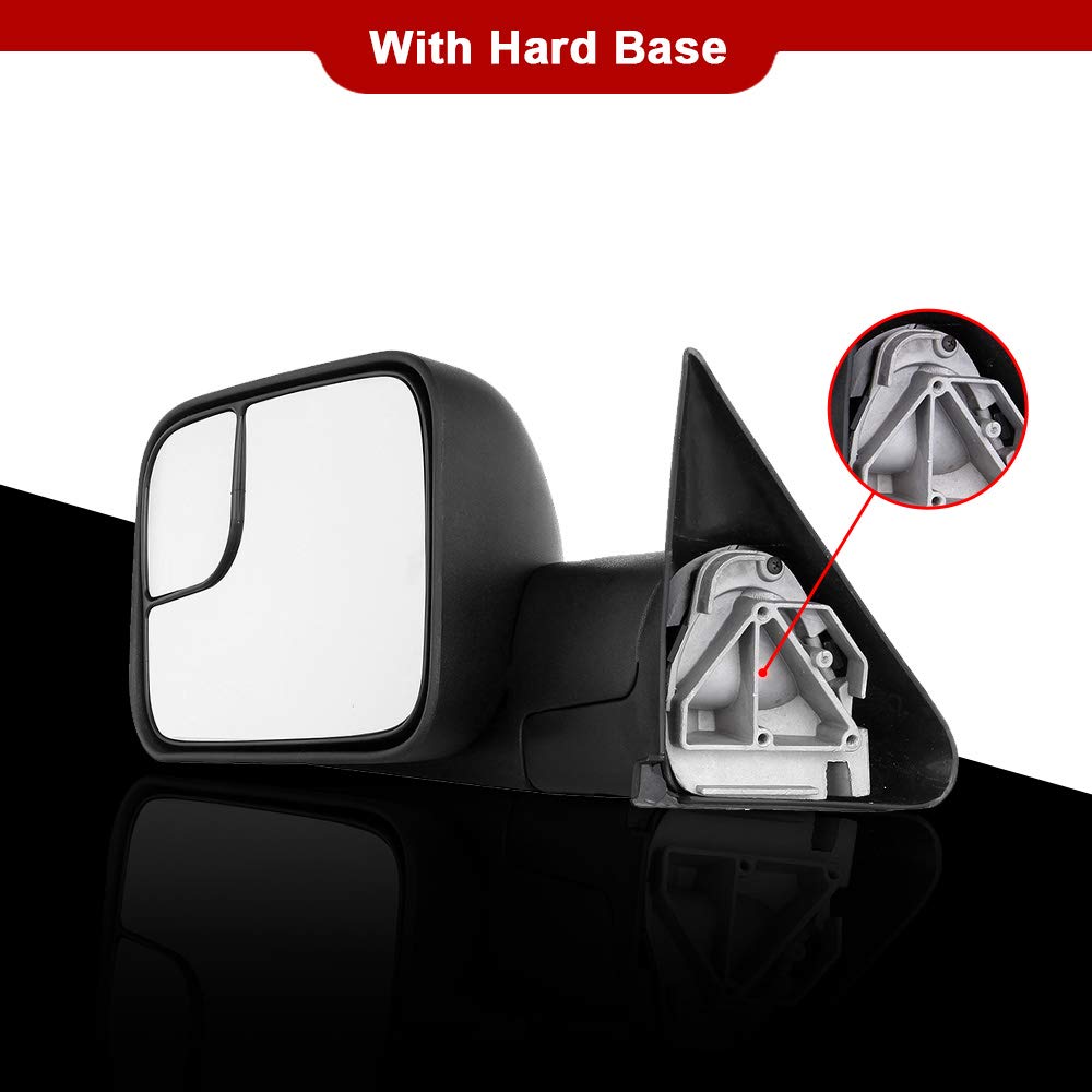 1994-2001 Dodge Ram 1500 & 2002 Ram 2500/3500 Manual Adjust Towing Mirrors - Black Pair (LH & RH) - No Heat/No Turn Signal - Perfect for Towing & Off-Road Adventures