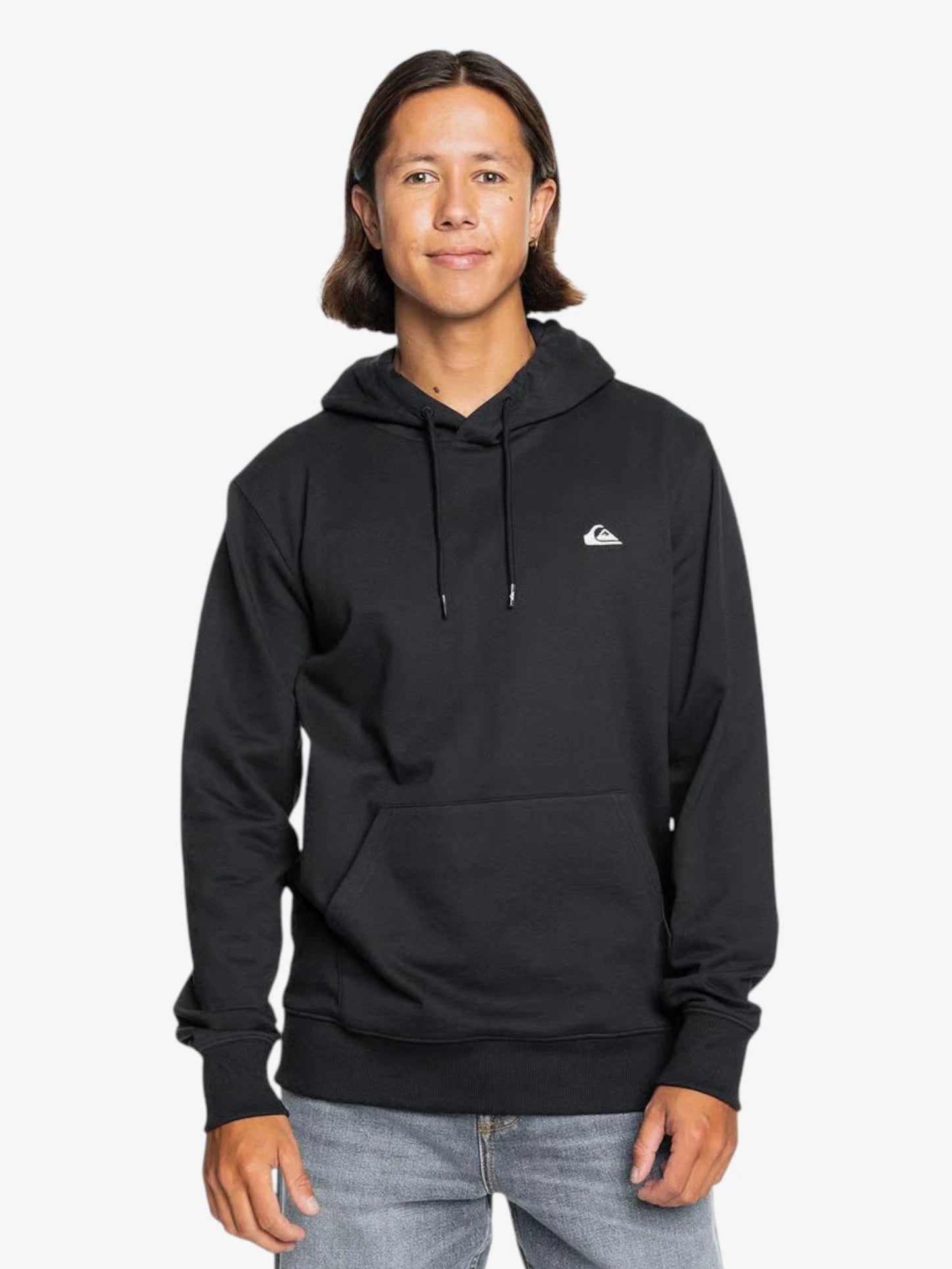Quiksilver Men's Basic Black Hoodie - Comfortable & Stylish Pullover for Casual Wear, Gym, and Outdoor Activities