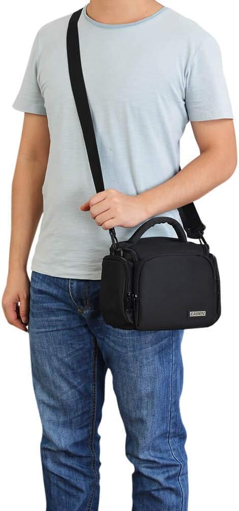 CADeN Compact Waterproof Camera Shoulder Crossbody Bag - Compatible with Nikon, Canon, Sony DSLR/Mirrorless Cameras & Lenses (1.0S, Black) - Perfect for Travel, Hiking & Outdoor Photography