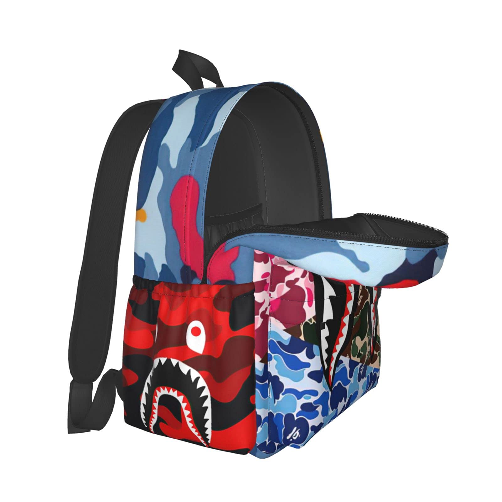 Shark Teeth Camo Backpack - Large Capacity Travel Laptop Backpack for Men & Women, Durable Daypack for School, Work & Outdoor Adventures