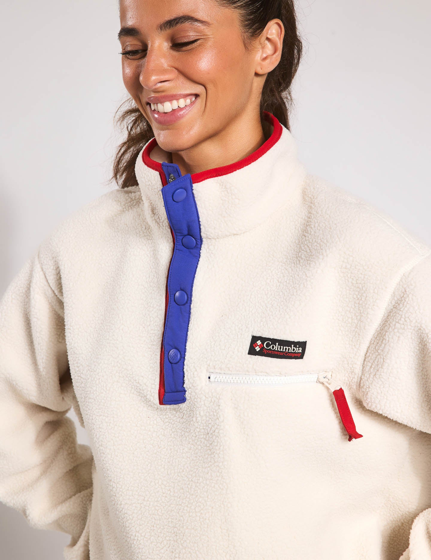 Helvetia II Cropped Sherpa Half Snap Fleece Jacket - Warm Winter Pullover for Women | Cozy Outdoor Hiking & Casual Streetwear Fashion
