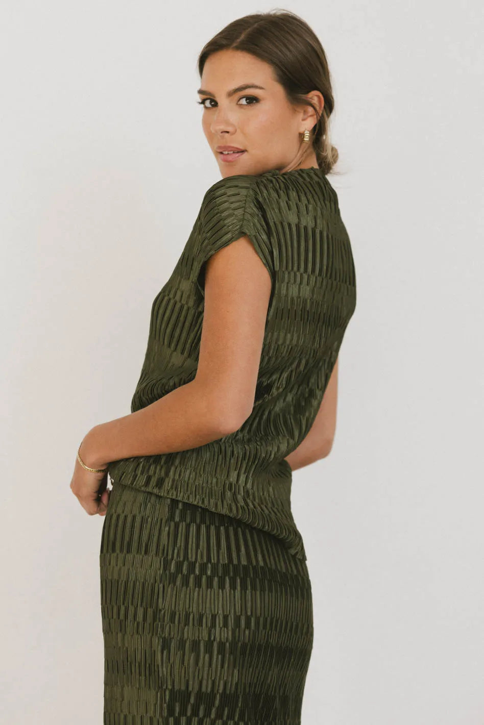 Dream Textured Top in Dark Moss - Women's Boho Chic Blouse for Casual & Evening Wear - FINAL SALE