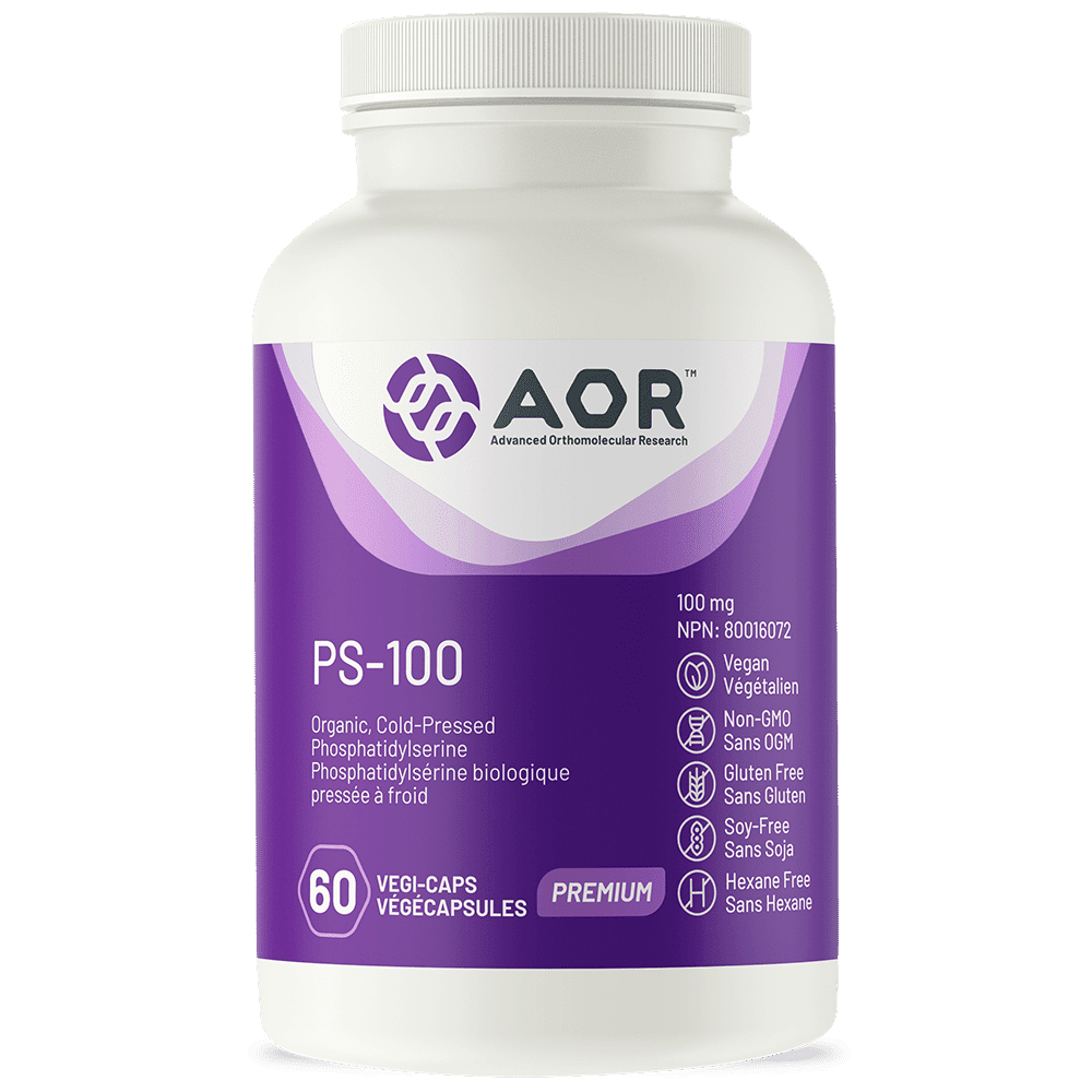 AOR PS100 Phosphatidylserine 60 Capsules - Supports Brain Health, Memory & Focus - Perfect for Students, Professionals & Seniors