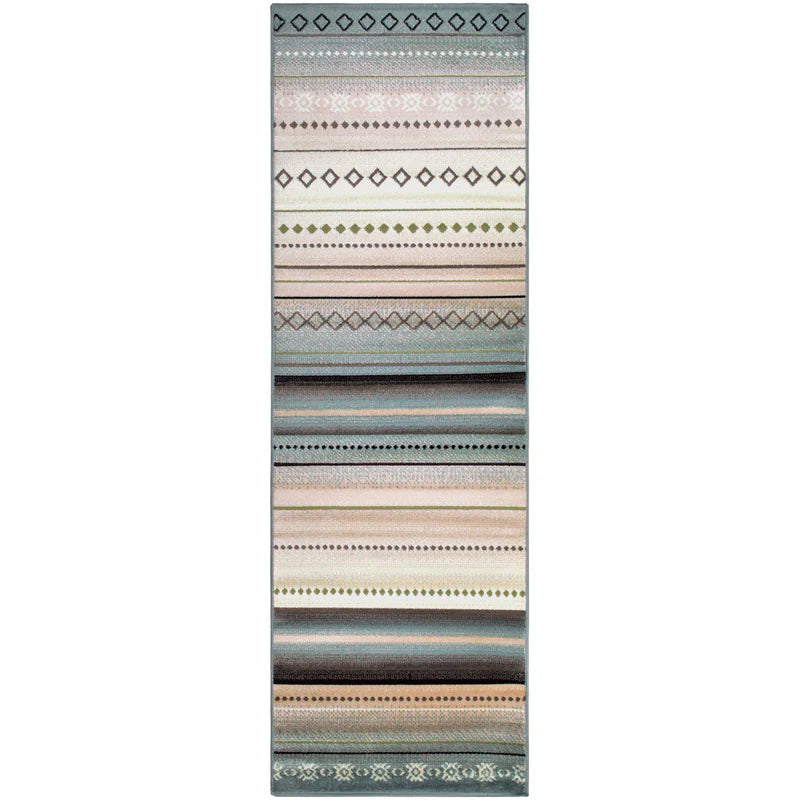 Stylish Tribal Abstract Geometric Striped Indoor Area Rug - Soft Non-Slip Living Room Carpet for Home Decor, Bedroom & Office