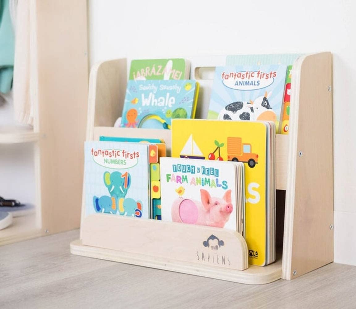 Wooden Bookshelf Storage Box for Kids & Toddlers - Compact Sensory Table & Bookcase - Kids Room Decor & Home Organization Furniture - Perfect for Playrooms, Bedrooms & Daycares