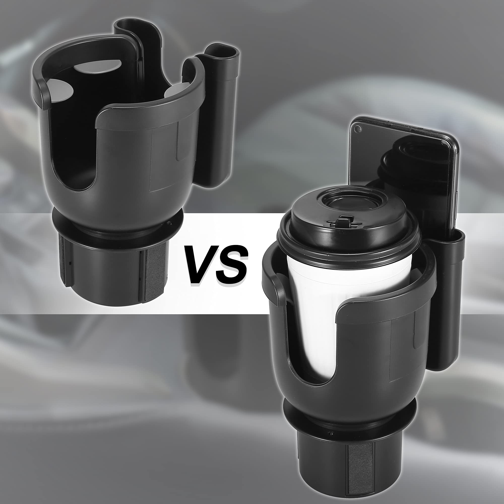 X AUTOHAUX 2-in-1 Car Cup Holder Expander & Bottle Mount - Universal Multifunctional Cup Holder Adapter Organizer (Black) - Perfect for Road Trips, Commuting and Travel Accessories