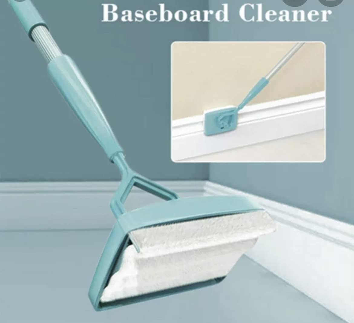 No-Bending Mop Baseboard Cleaner Tool with 5 Reusable Pads - Long Handle Skirting Board & Molding Cleaner for Floors, Walls, Corners - Perfect for Hardwood, Tile & Laminate Cleaning