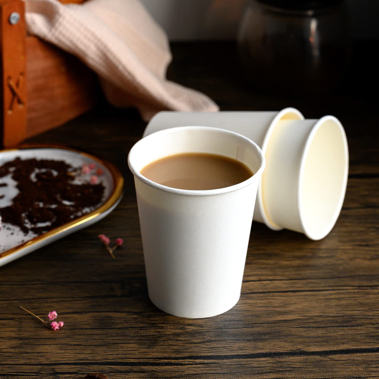 RACETOP 1000 Pack 8 oz Disposable Paper Coffee Cups - Hot & Cold Drink Cups for Office, Cafes, and Events - Bulk White Coffee Cups (8oz, 1000 Count) - Perfect for Coffee Shops, Restaurants, and Catering Services