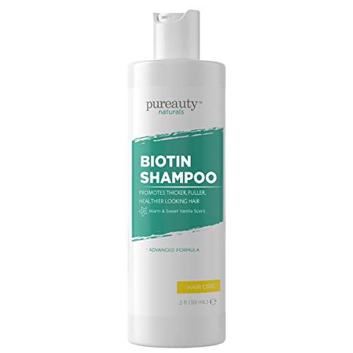 Pureauty Naturals Biotin Shampoo for Hair Growth & Thinning Hair - Volumizing Shampoo & Conditioner Set for Men & Women - Sulfate-Free Hair Loss Treatment for Fuller, Thicker Hair - 2oz Travel Size for Gym, Travel & Daily Use