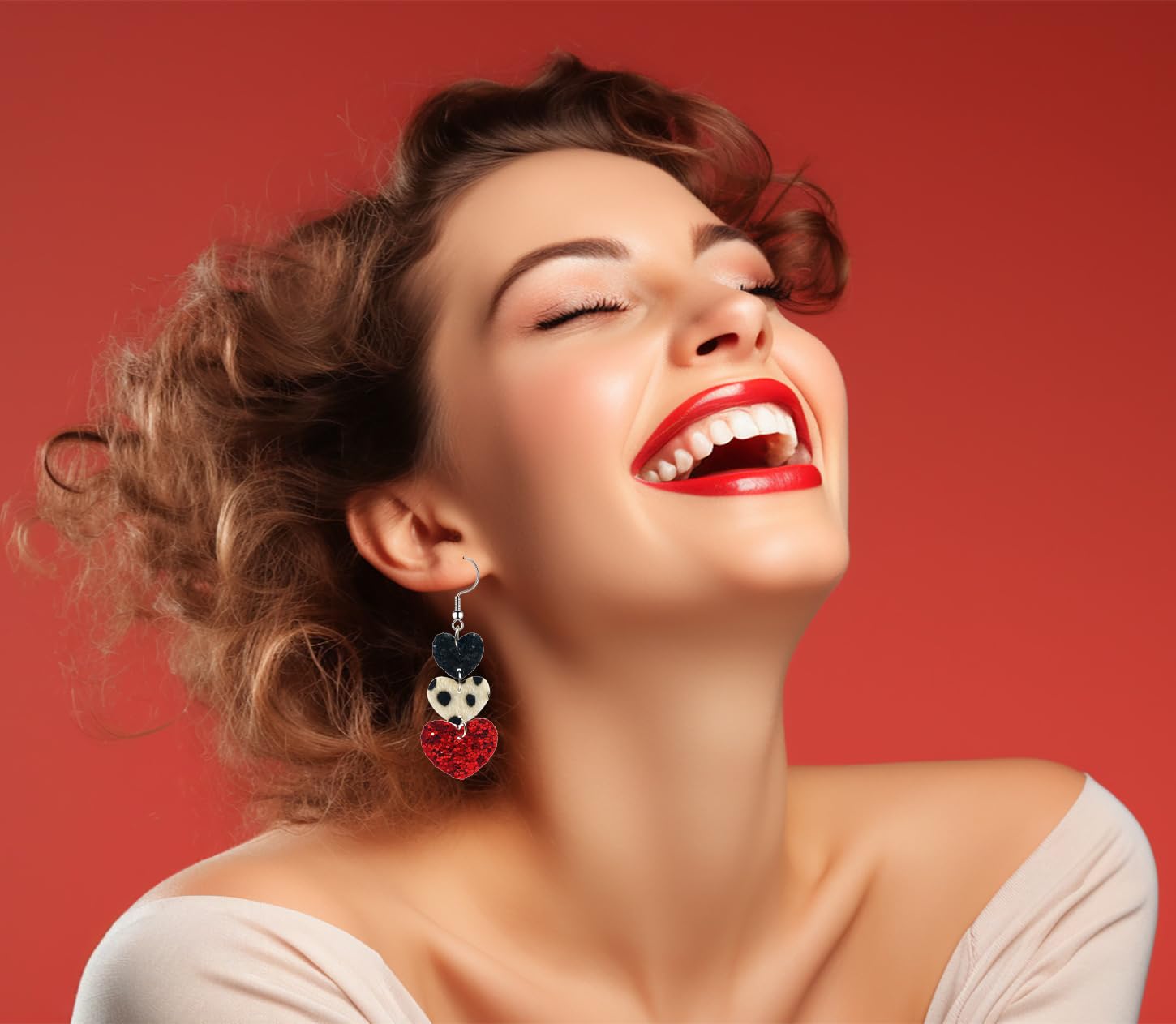Valentine's Day Heart Dangle Earrings for Women - Triple LOVE Drop Earrings, Red Heart Jewelry Gift for Her | Perfect for Valentine's Gifts, Date Nights & Romantic Occasions