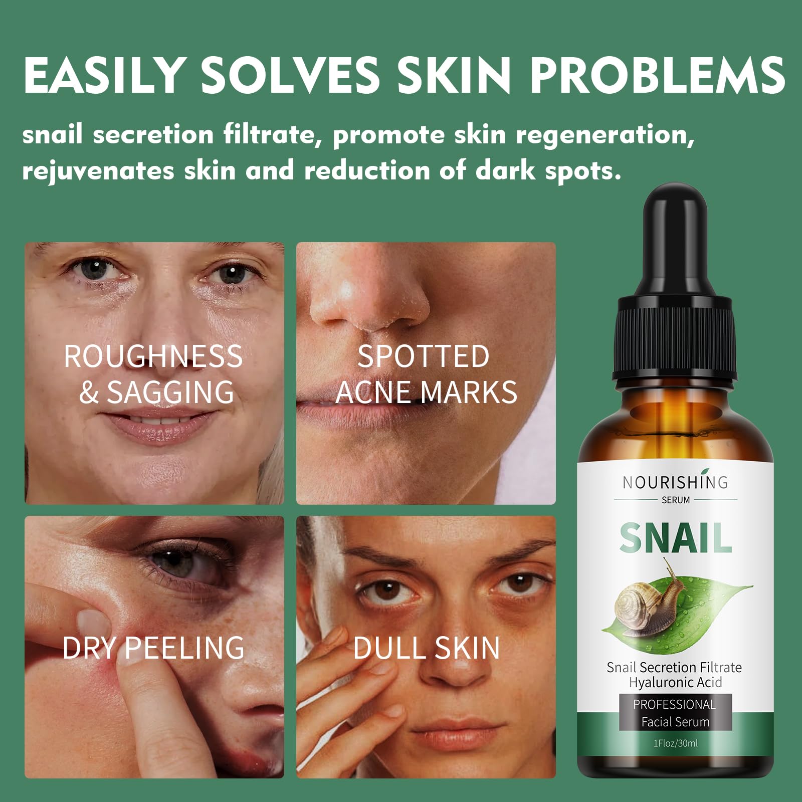 Snail Secretion Filtrate Face Serum with Hyaluronic Acid - Hydrating & Nourishing Snail Mucin Essence for Women & Men | Anti-Aging Moisturizer for Dry Skin, Wrinkles & Fine Lines | Perfect for Night Routine & Daily Skincare
