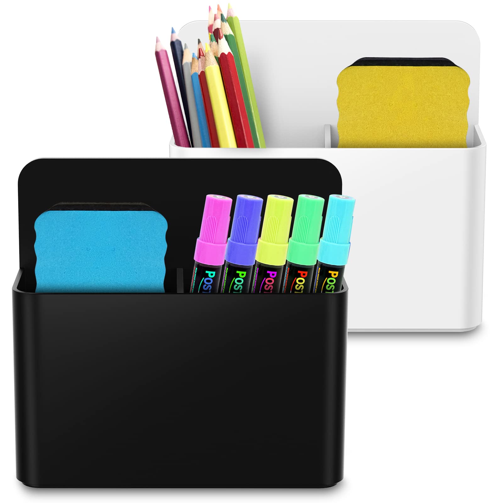 2-Pack Magnetic Dry Erase Marker Holder - Strong Magnet Pen Organizer for Whiteboard Markers - Perfect for Home, School & Office Use - Wall Mount Storage Solution for Teachers & Professionals