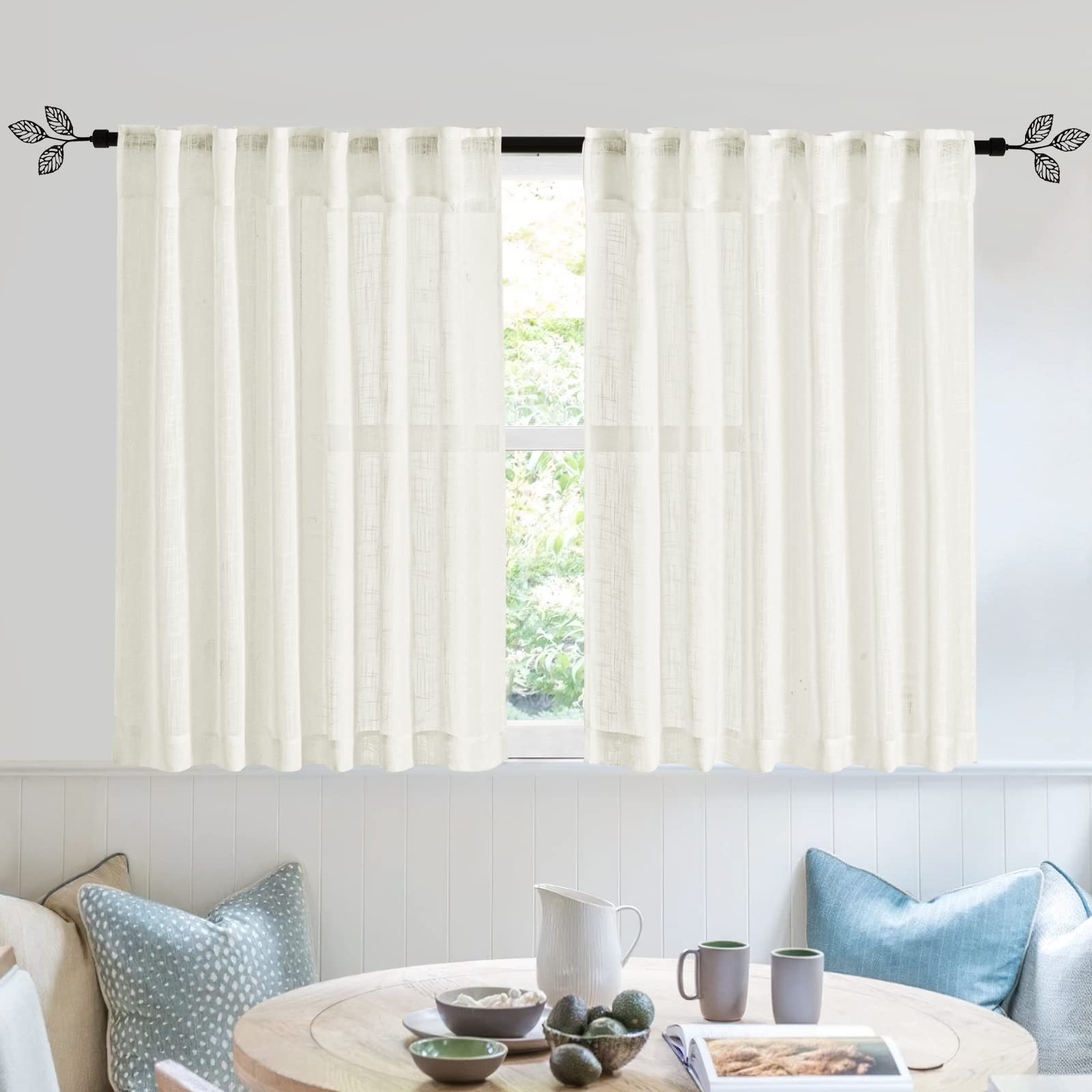 RYB HOME Semi-Sheer Linen Curtains - 52