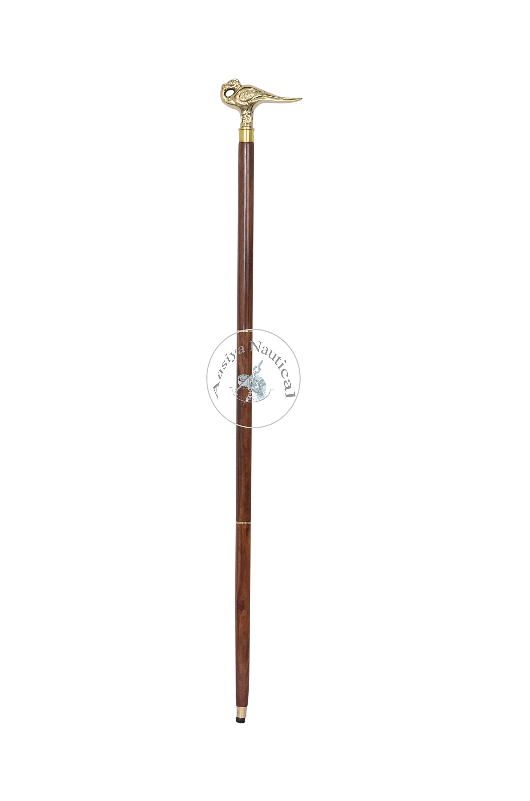 Premium Brass Walking Cane with Elegant Wooden Handle - Stylish Bird Head Design Walking Stick for Men & Women - Perfect for Hiking, Fashion Accessory, and Elderly Support