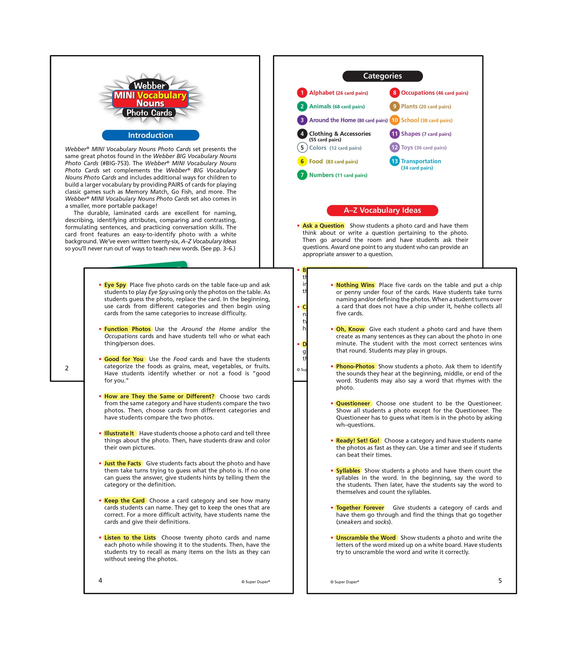 Super Duper Publications | Mini Vocabulary Nouns Photo Flash Cards | Educational Learning Resource for Kids | Perfect for Homeschooling, ESL & Speech Therapy