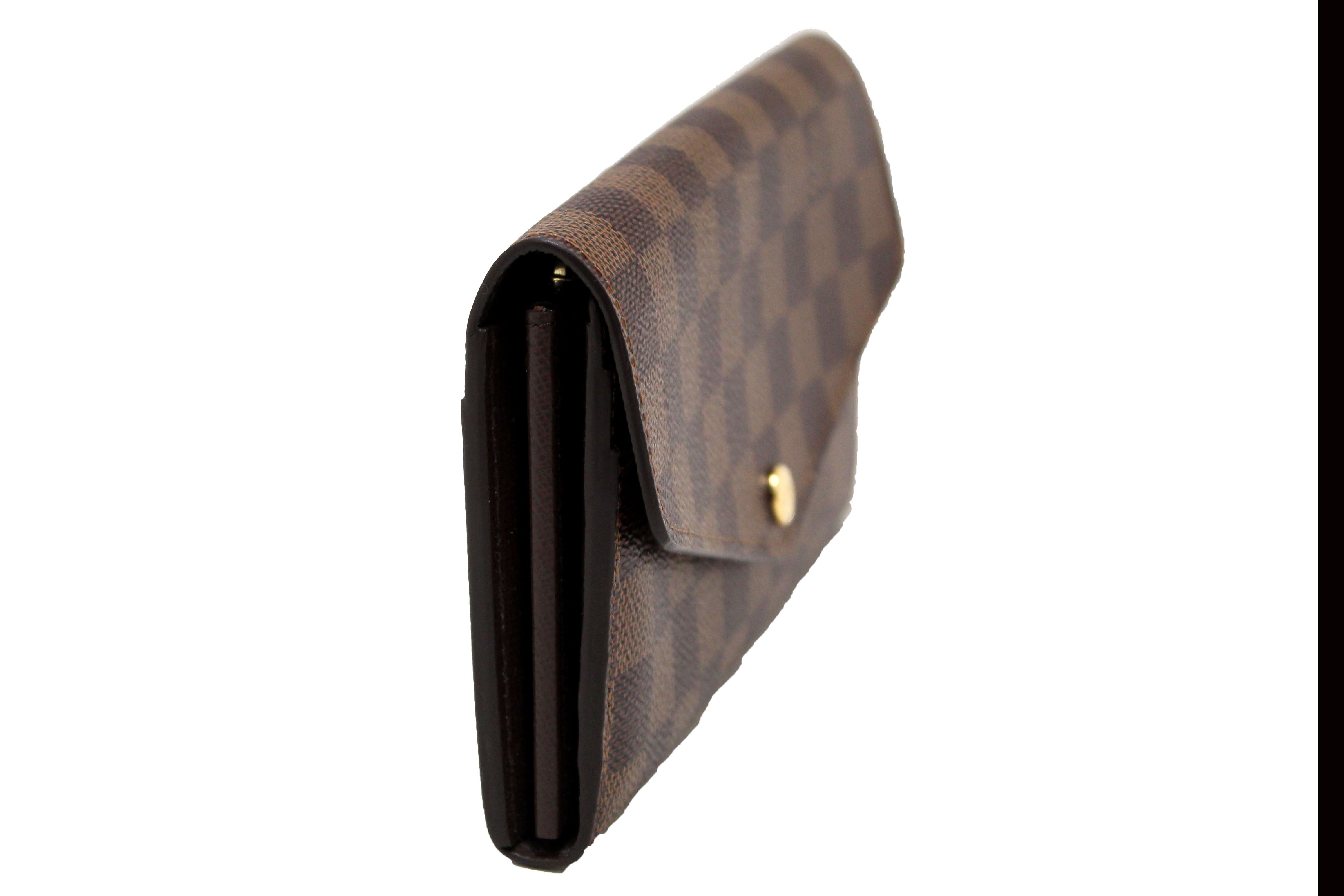 Authentic Louis Vuitton Damier Ebene Canvas Sarah Wallet - Luxury Women's Zip Around Wallet with Multiple Card Slots & Coin Pocket - Perfect for Everyday Use, Travel & Gift Giving