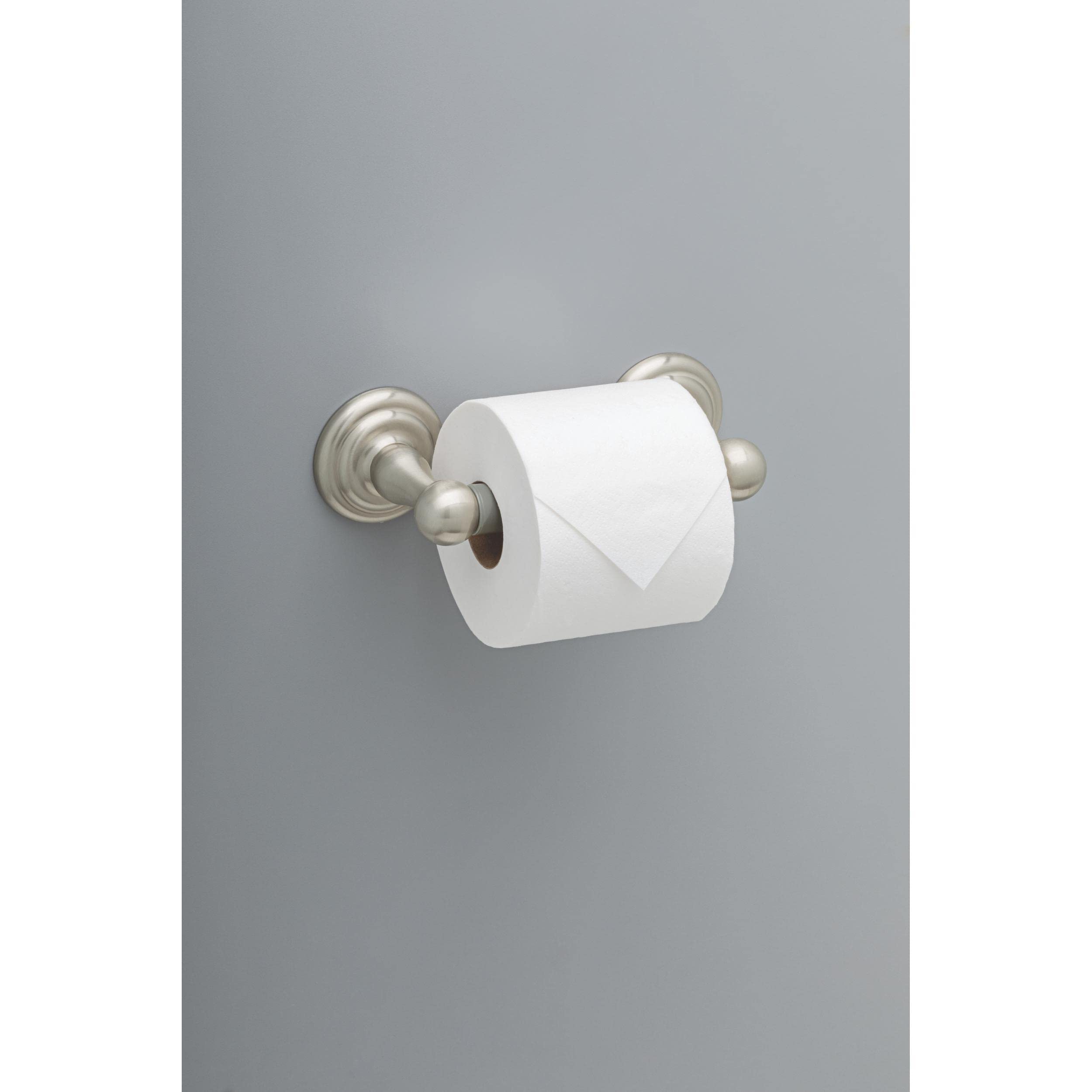 Franklin Brass Jamestown 1-Pack Brushed Nickel Toilet Paper Holder - Spring-Loaded Wall Mount Bathroom Tissue Roll Holder for Home & Office - Perfect for Bathroom Organization, Storage & Easy Access
