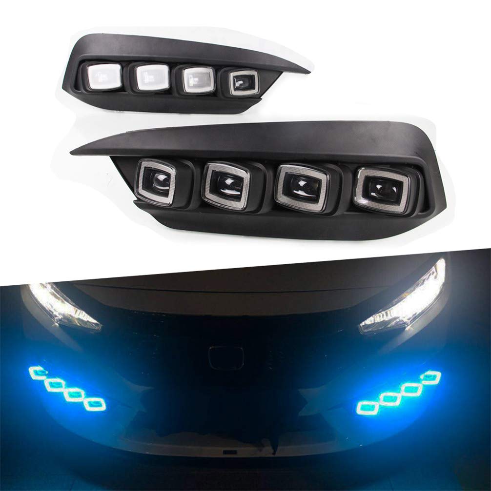 2016 Honda Civic Super Bright LED Daytime Running Lights - Clear Lens Bumper Fog Lights with Side Marker | Enhanced Visibility for Safe Day & Night Driving