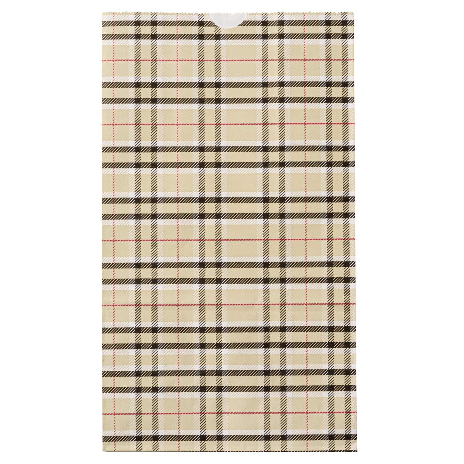 Eco-Friendly Plaid Paper Bags 12 lb - 7 x 4.25 x 12.5 Inches - Pack of 100 - Perfect for Retail Shopping, Gift Wrapping & Party Favors