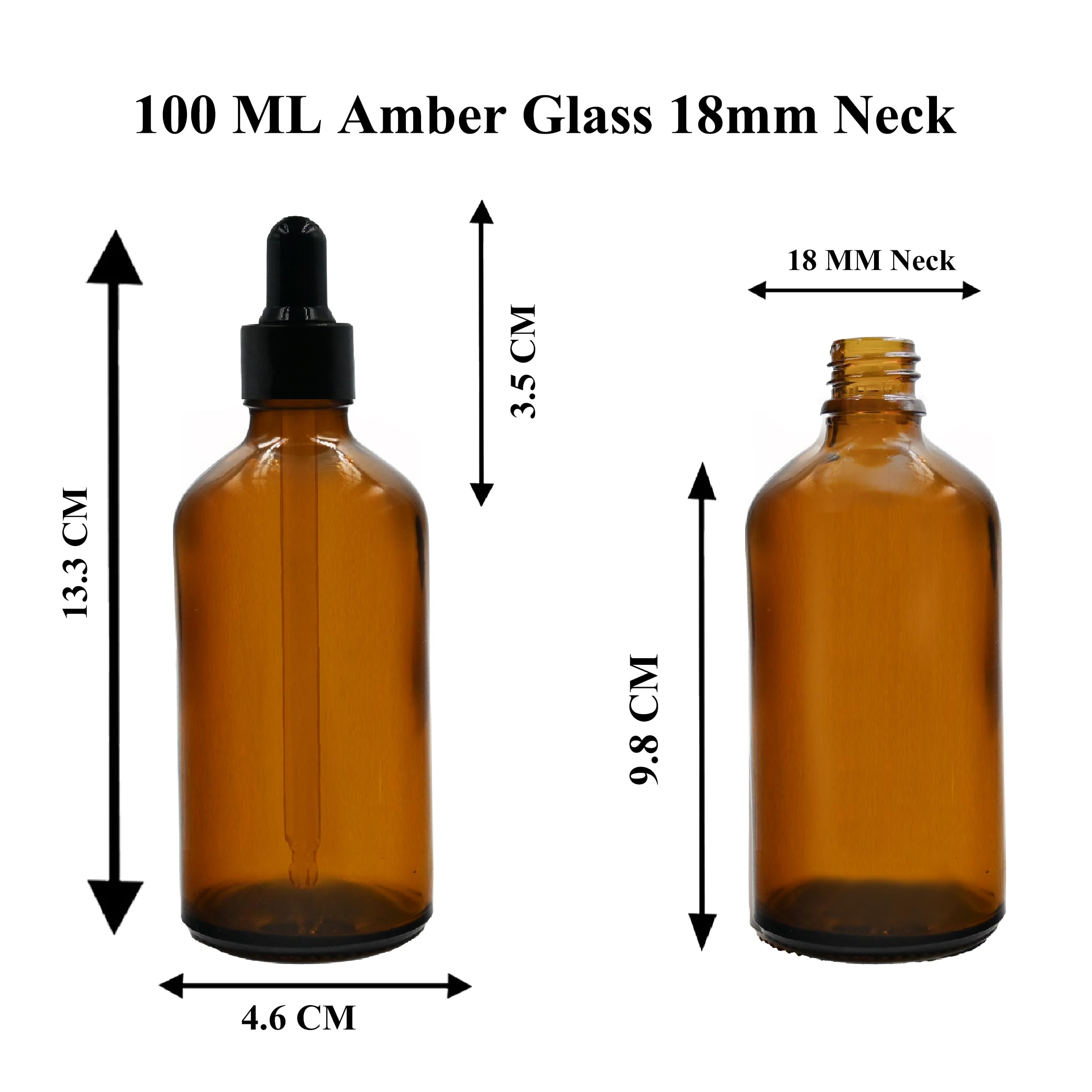 100ML Amber Glass Bottles with Dropper & Black Sleeve - Essential Oil Containers, Leak Proof Refillable Bottles for DIY Perfumes, Serums, Aromatherapy - Perfect for Home Spa, Travel & Gift Packaging (3-Pack)