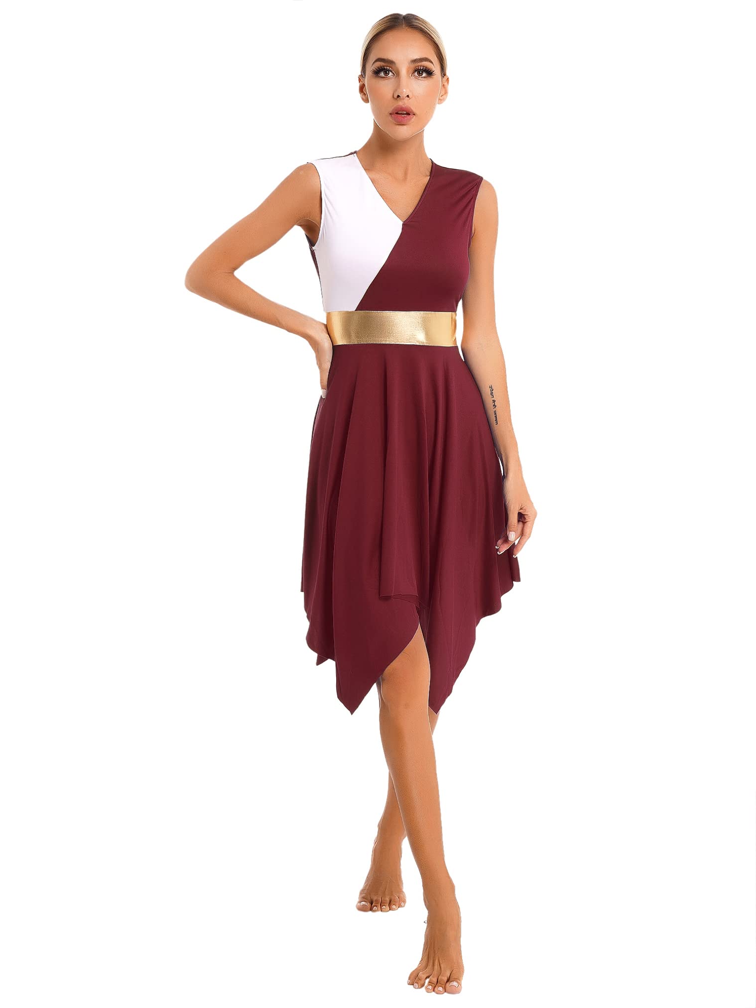 Women's Sleeveless Praise Dance Overlay Dress - Worship Dance Tunic Costume for Liturgical Performances, Church Services & Spiritual Events