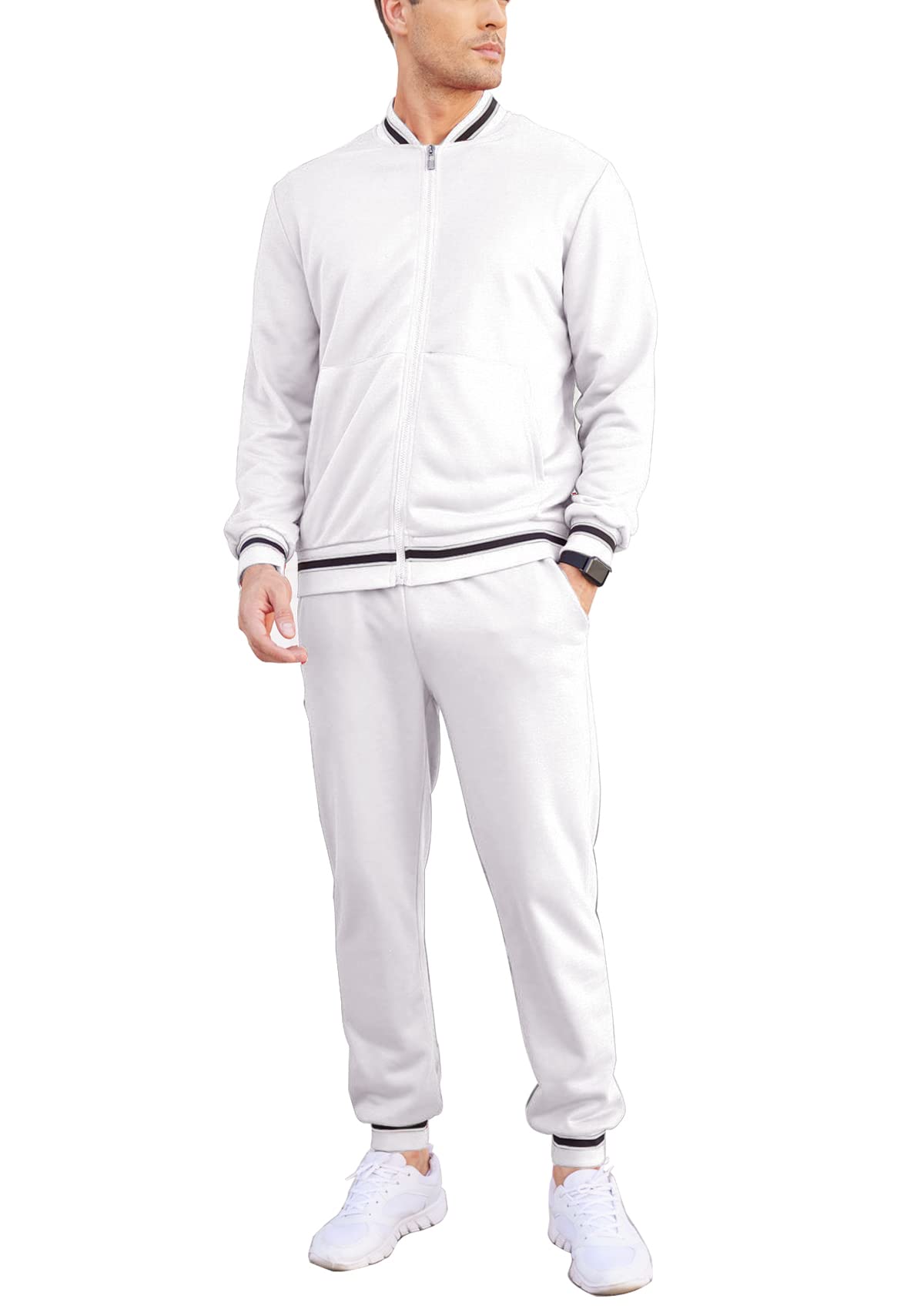 COOFANDY Men's 2-Piece Tracksuit Set - Zip Up Hoodie & Jogger Pants with Pockets, Casual Athletic Workout Outfit for Running, Gym, and Lounge Wear