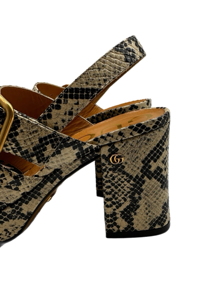 Gucci Python Embossed Platform Heels for Women - Size 37 (US 7) - Luxury High Heels for Parties, Weddings & Special Occasions