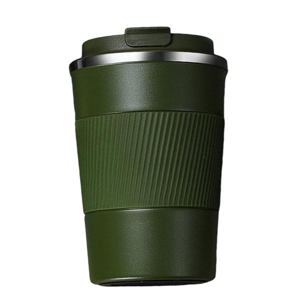 Fenteer 380ml/510ml Stainless Steel Vacuum Insulated Travel Mug - Leakproof, Keeps Hot & Cold Beverages for Hours - Reusable Coffee & Tea Cup for Home, Office, Commute (380ml, Green) - Perfect for Daily Coffee, Tea, or Smoothies On-The-Go