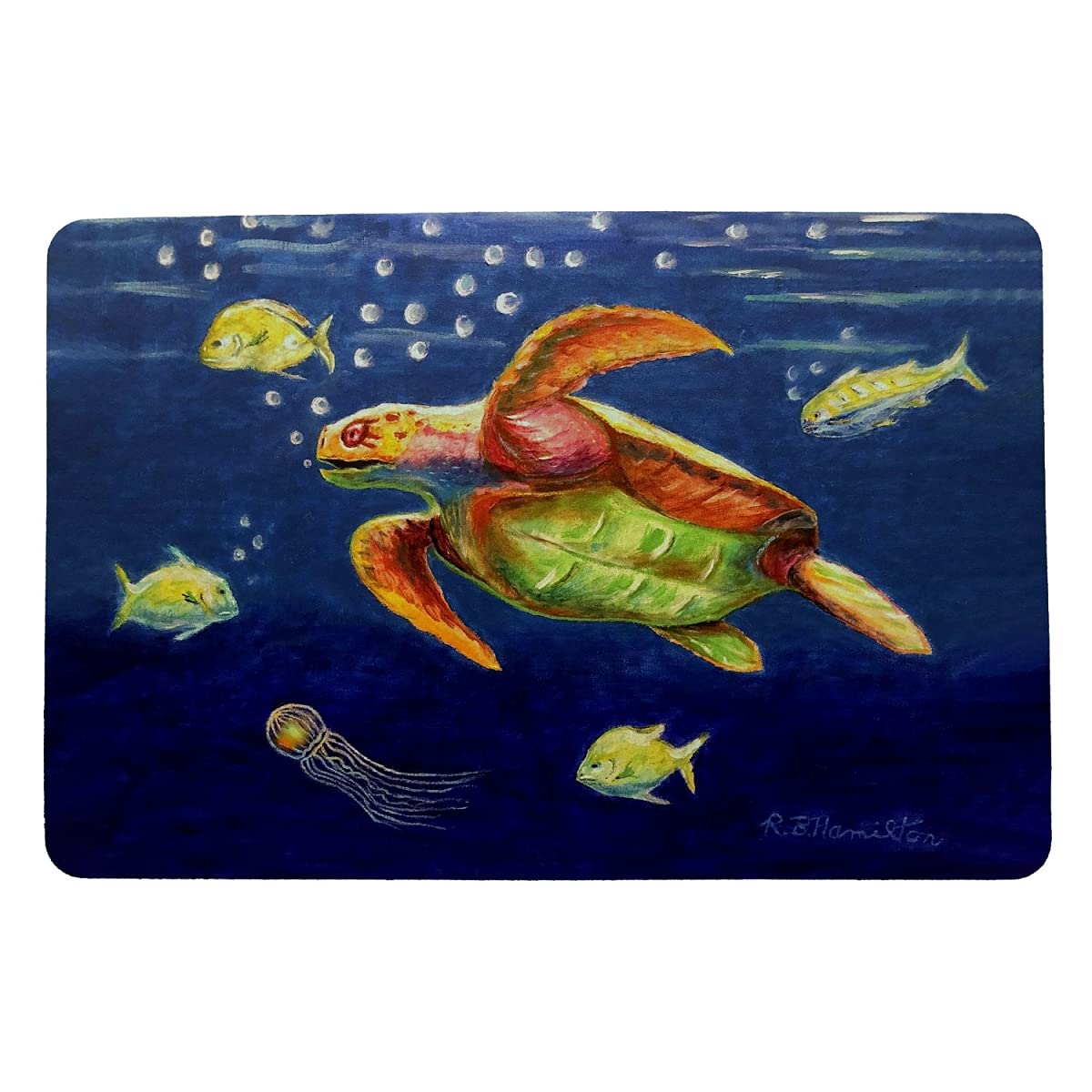 Betsy Drake Dick's Sea Turtle Non-Slip Door Mat 18x26 - Waterproof & Durable Outdoor/Indoor Welcome Mat for Beach House, Porch, or Entryway
