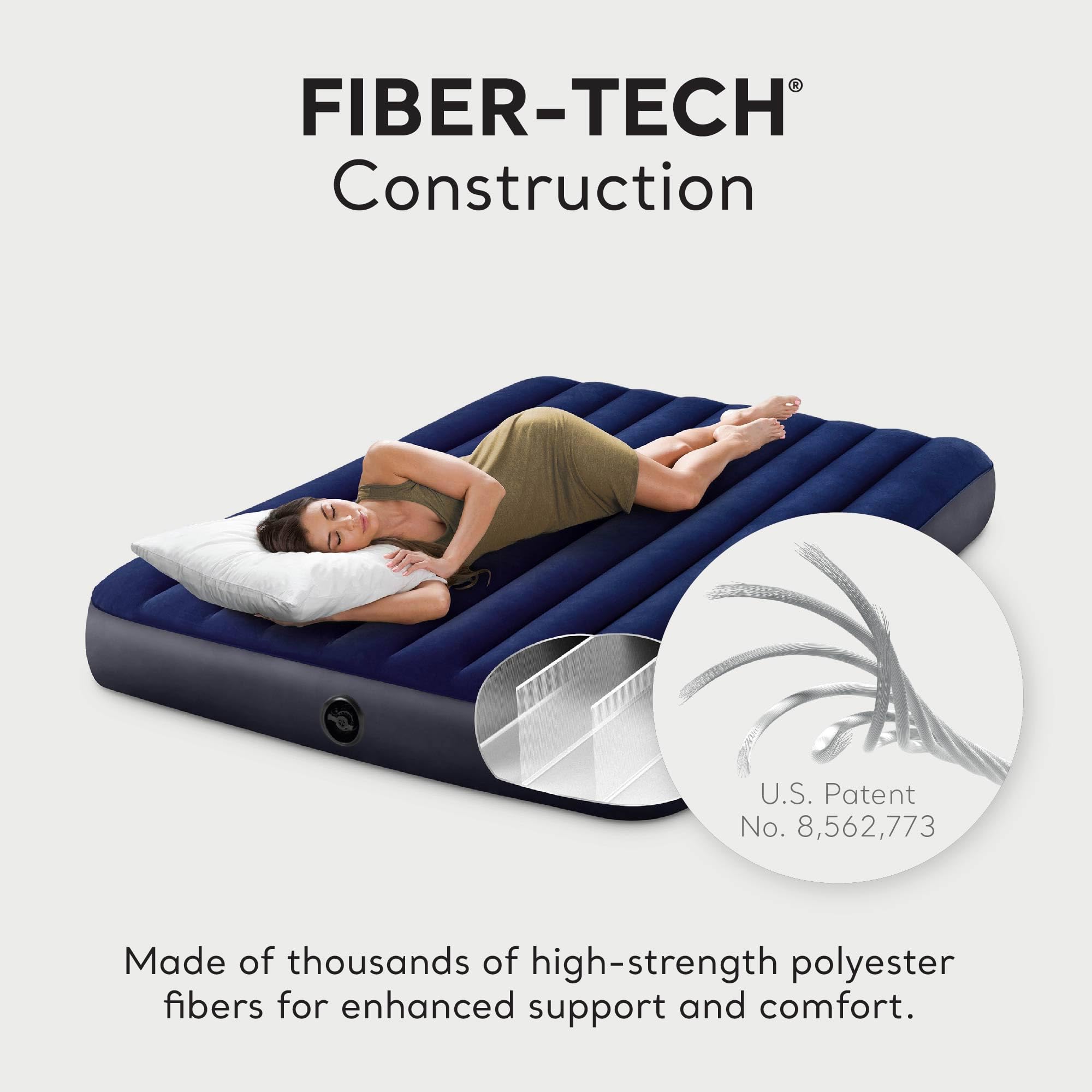 Intex 10 Inch Queen Air Mattress - Dura-Beam Fiber-Tech Vinyl, Plush Top & 2-in-1 Valve - 2 Pack (Pump Not Included) - Perfect for Guests, Camping & Home Use
