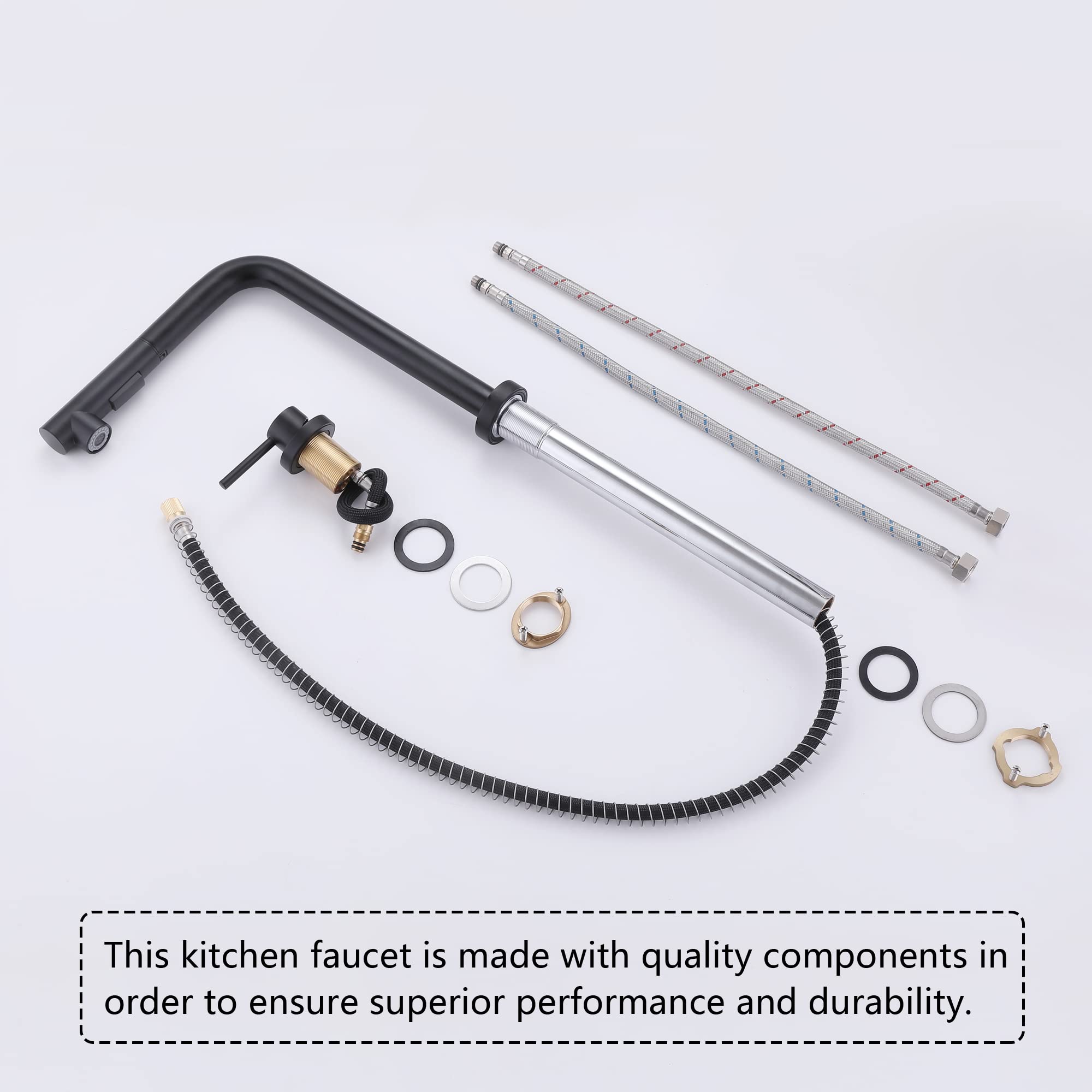 Sumerain Black 2-Hole Kitchen Sink Faucet with Pull-Out Sprayer and Single Handle - Modern Side Spray Design for Easy Dishwashing and Food Prep