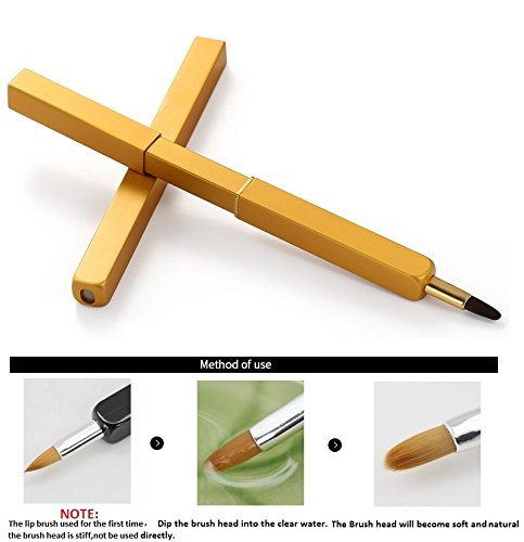 Professional Retractable Lip Brush Applicator - Precise Lipstick & Gloss Makeup Tool for Women (Gold) - Perfect for Home, Travel & Professional Makeup Kits