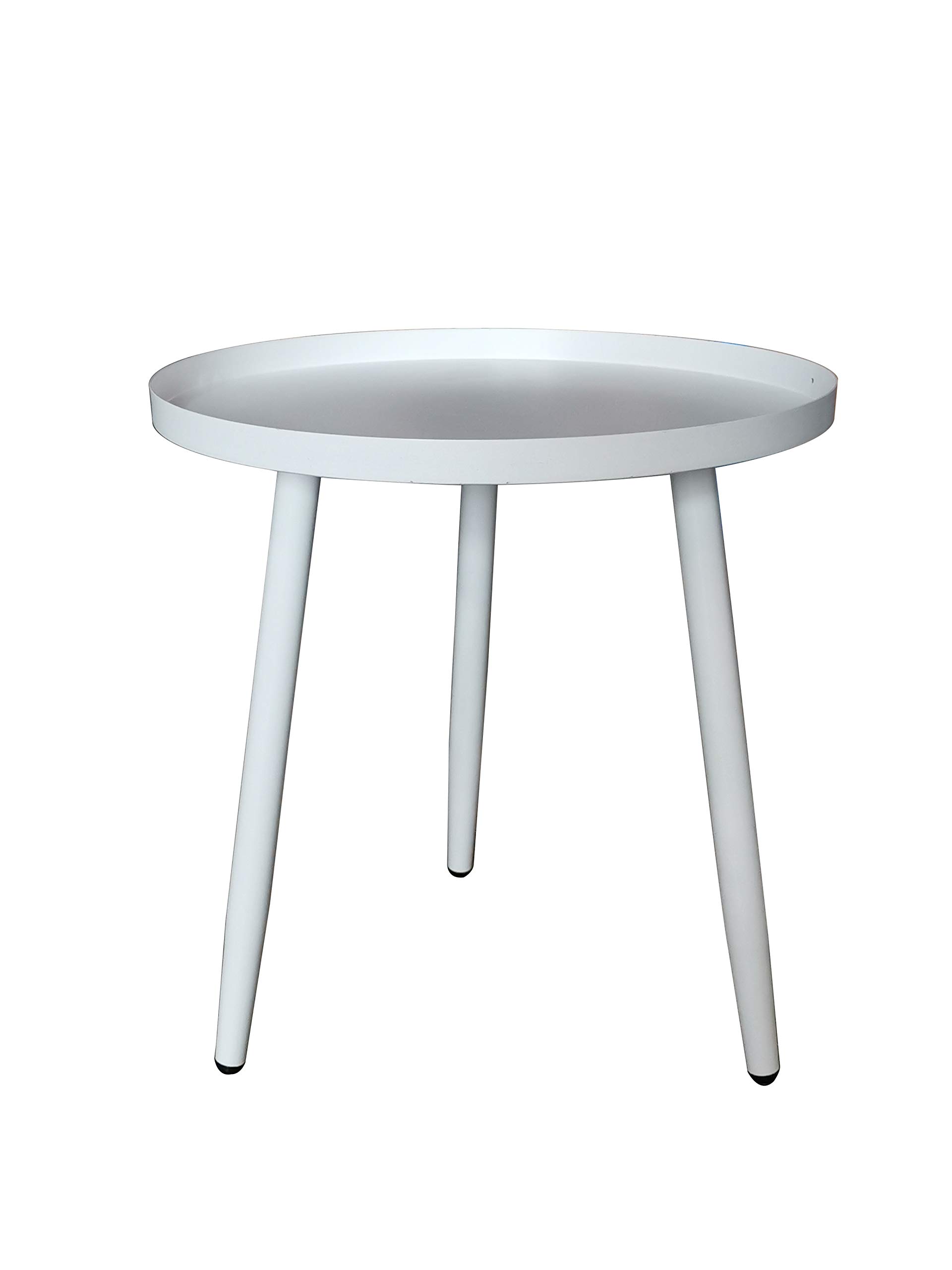 Kings Brand Furniture - Round Metal Side Table, Nightstand, Accent Table & Pedestal Plant Stand for Bedroom, Living Room - White | Perfect for Small Spaces, Home Decor & Indoor Plants