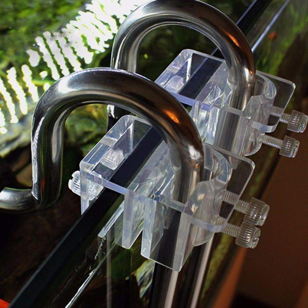 POPETPOP Aquarium Tube Holder - 4 Pack Acrylic Clips for Fish Tank Water Tubes
