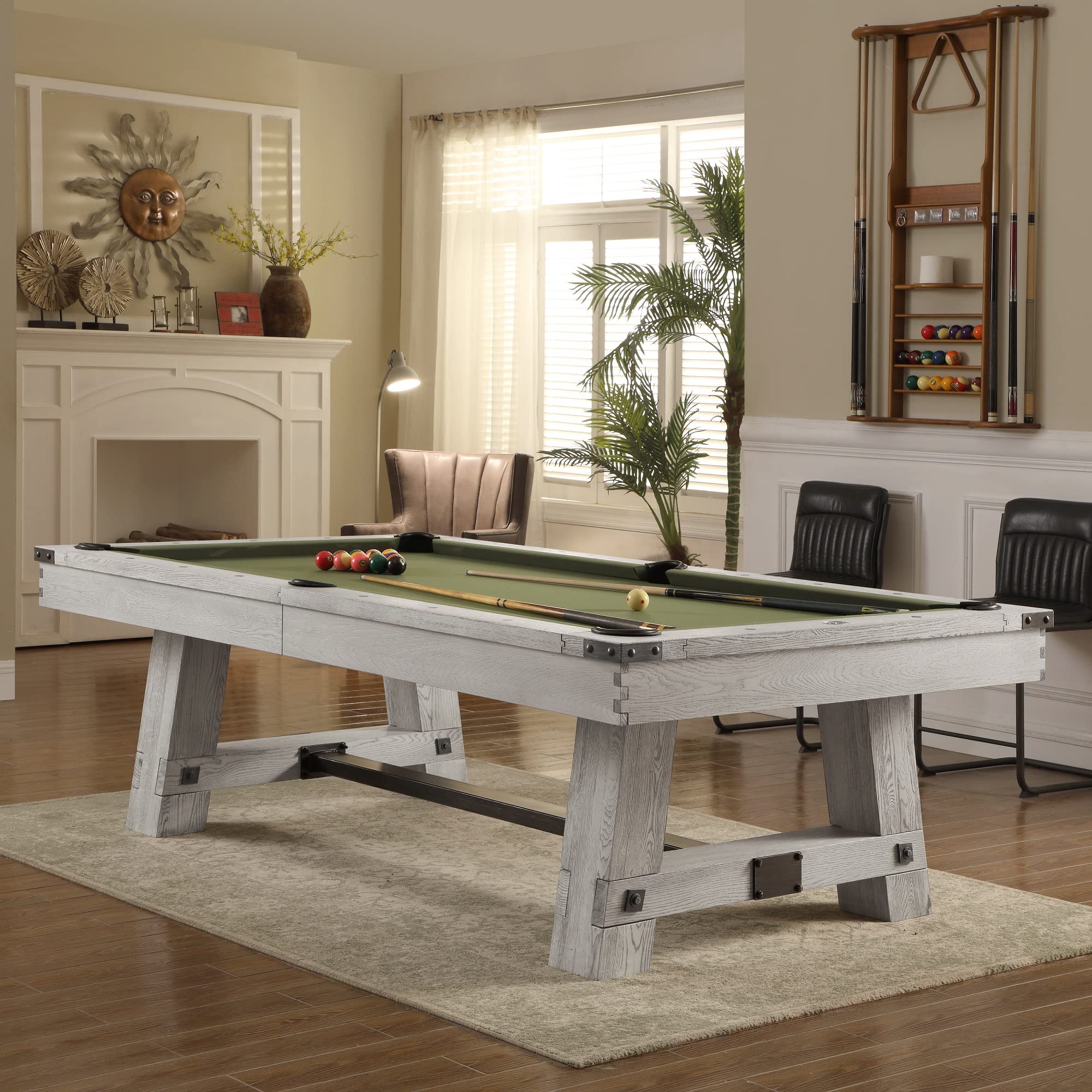 Playcraft Yukon River Slate Pool Table - 7ft & 8ft Billiard Table with Premium Hardwood Frame & 3-Piece Slate Bed - 25 Felt Color Options - Perfect for Game Rooms, Home Bars, Offices & Man Caves - Professional Tournament Style Pool Table for Family Entertainment & Competitive Play