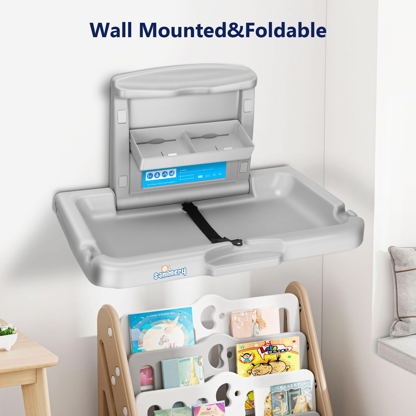 Wall Mounted Commercial Baby Changing Station with Safety Strap - Durable Diaper Changing Table for Public Restrooms & Daycares - Perfect for Busy Parents & Caregivers in High-Traffic Areas