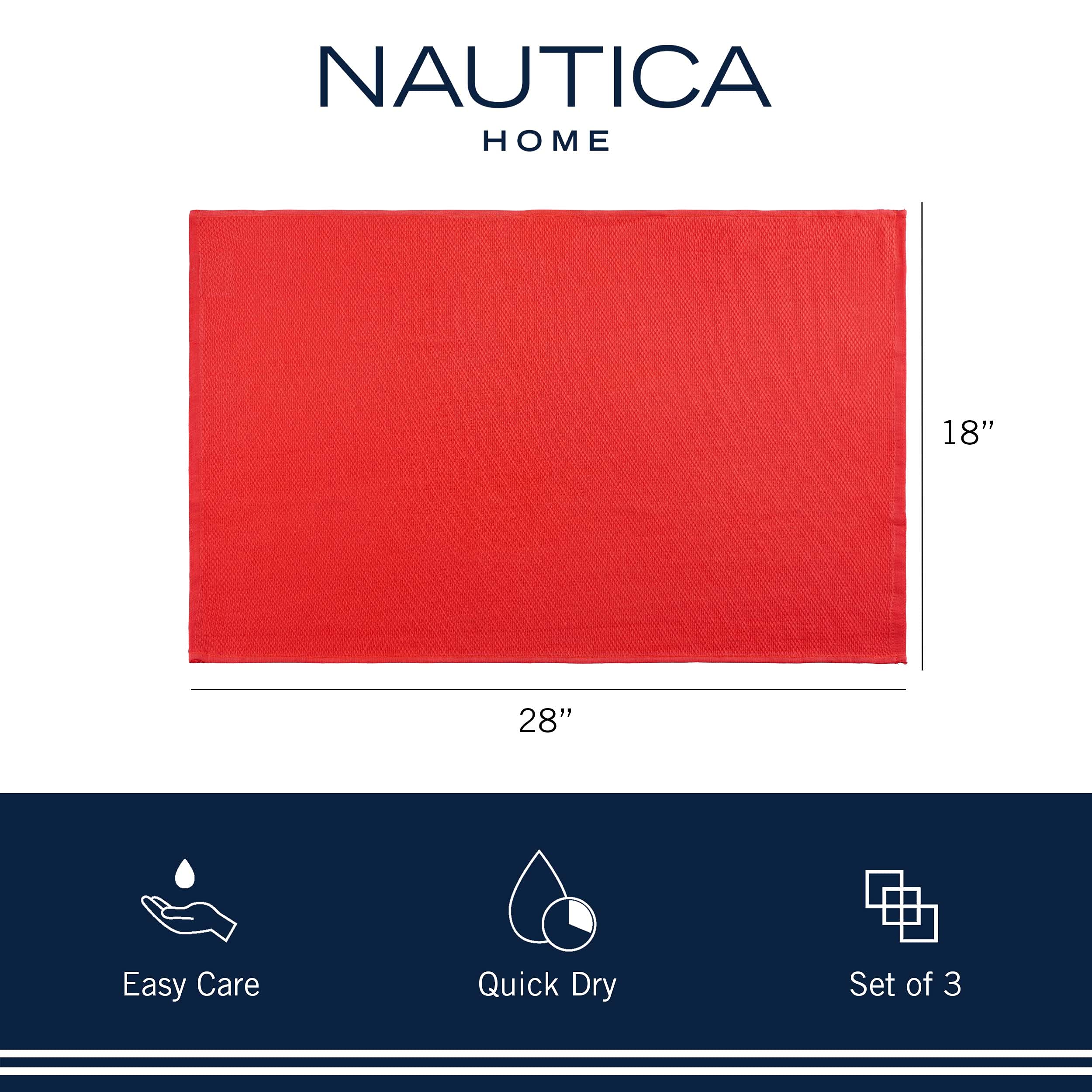 **Nautica 100% Cotton Kitchen Towels Set of 3 | 18