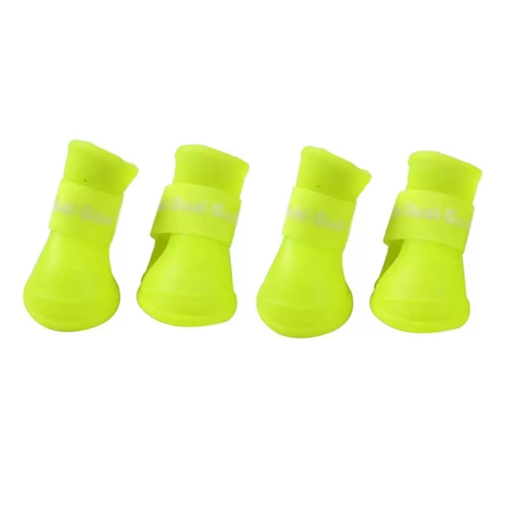 4PCS Waterproof Dog Boots - Anti-Slip PU Pet Shoes for Puppies & Dogs, Elastic Protective Rain Boots for Walking, Hiking & Outdoor Adventures